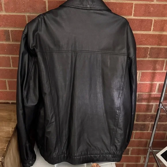 Croft & Barrow Men's XXLT Black Leather Bomber Jacket - Picture 6 of 9